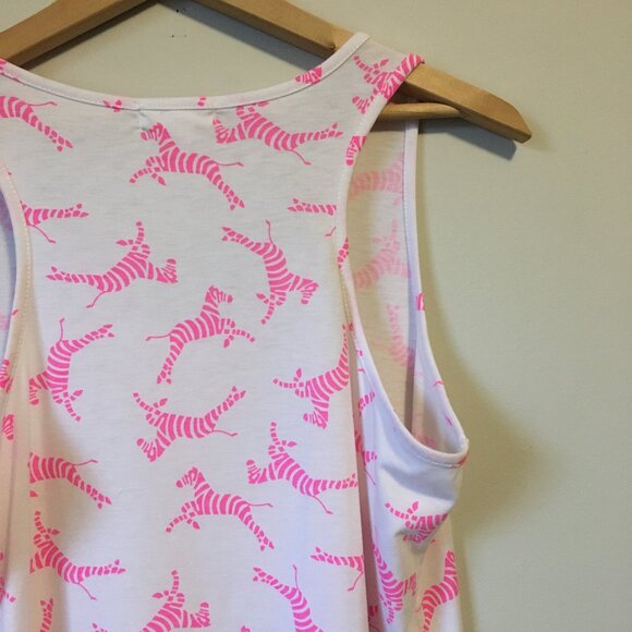 Warehouse One Neon Pink and White Zebra Tank Top - Picture 8 of 16